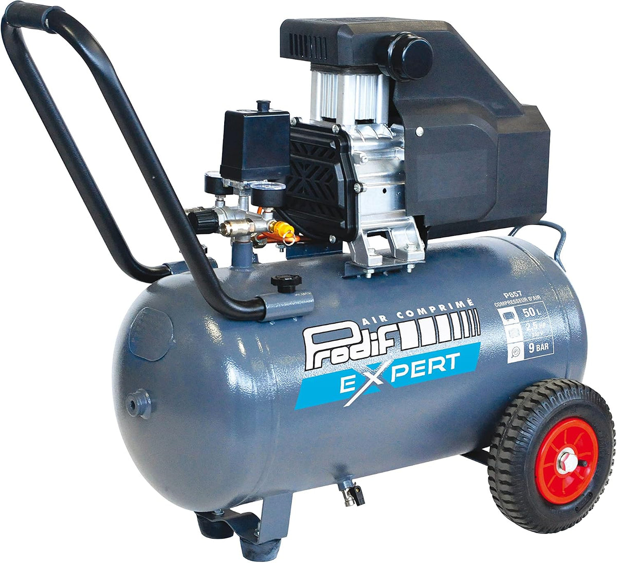 PRODIF Compresseurs d'air, 50 L, 9 BAR, Bleu/Gris, COMPRESSEUR D'AIR 2, 5CV - P857