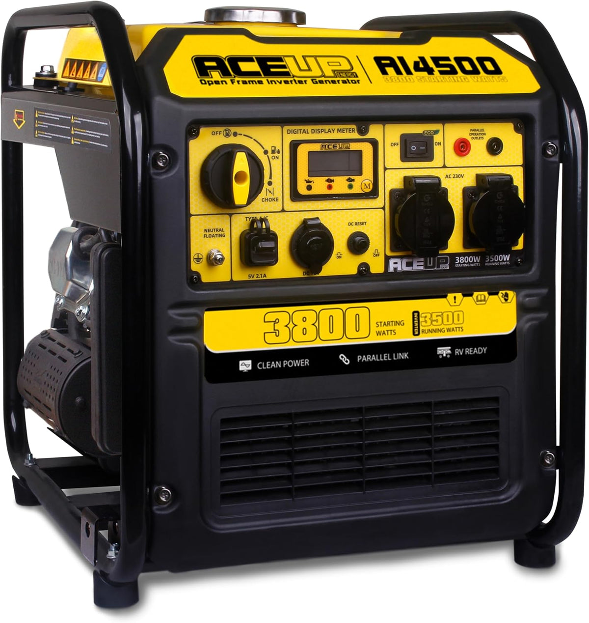 Aceup Energy groupe électrogène, 3800 W, 230 V, 12 V, 28 kg, Noir/Jaune