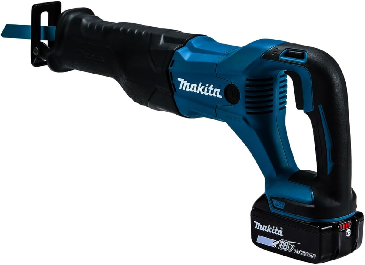 Makita Scies égoïnes, 18 V, 2x5,0, Noir/Bleu, Scie sabre sans fil LXT ( Ah) dans coffret - DJR186RTE