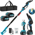 Bundviel tronçonneuse, 18 V, 15,2 cm, 25 mm, 4,0 Ah, 235,5 cm, Noir/Bleu, Élagueuse sans fil 4 en 1 compatible avec Makita