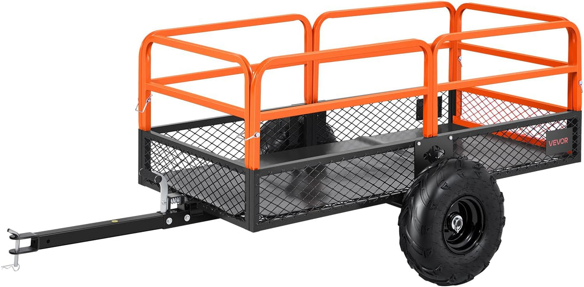 VEVOR tondeuse à gazon, 22 pi³ / 623 L, 623 L, 725,75 kg, 40,64 cm, Noir/Orange, Remorque à Benne Basculante