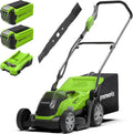 Greenworks tondeuse à gazon, 400 m, 35 cm, 40 L, Vert/Noir, G M35K2X sans Fil pour Pelouses Jusqu'à ², Largeur de Coupe