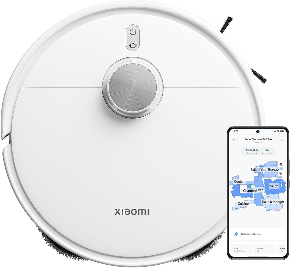 XIAOMI robot aspirateur, Blanc/Gris, S40 Pro Aspirateur Robot, Deux Bras Extensibles