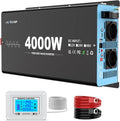 OLTEANP convertisseur de tension, 4000 W, 24 V, 230 V, Noir/Bleu, de Voiture à Onde sinusoïdale Pure à avec télécommande à écran LCD