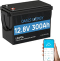 Oasesenergy batterie, 12 V, 300 Ah, 3840 Wh, Noir/Bleu, Bluetooth LiFePO4, BMS 200A amélioré, au Lithium, Les systèmes solaires Camping-Cars
