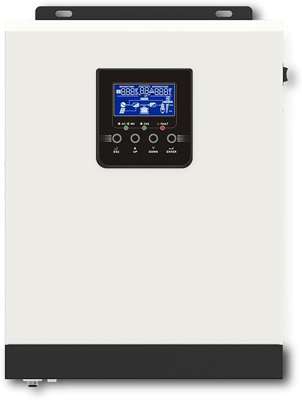 onduleur, 2400 W, Blanc/Noir, Hybride Solaire 3000VA, Onde sinusoïdale Pure, Sortie 24vdc 220vac, MPPT 40A intégré