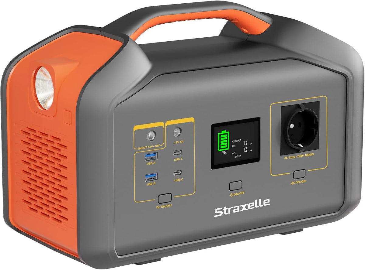 Straxelle groupe électrogène, 1000 W, 2000 W, 808.08 Wh, Gris/Noir