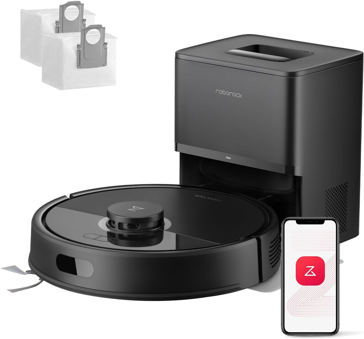 roborock robot aspirateur, Noir/Gris, Q7 L5+ Set Aspirateur Robot Laveur avec Station