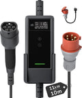 dé Stations de charge, 11 kW, 10 m, Noir/Gris, Chargeur Voiture Electrique [6A-16A, Triphasé] Cable Recharge Voiture Electrique Type 2 16A