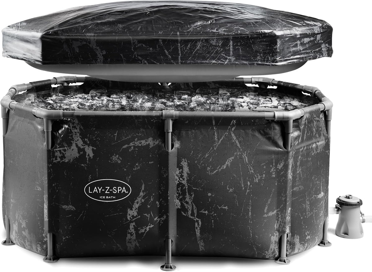 Lay-Z-Spa Baignoires autoportantes, Noir/Gris, thérapie à l'eau Froide et récupération des athlètes, 1 à 2 Personnes
