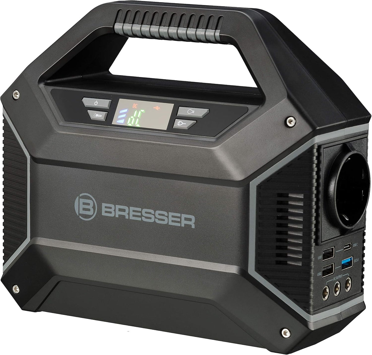 BRESSER Piles rechargeables, 200 x 90 x 170 mm / Poids : 1600 grammes, 100 W, 230 V, Noir/Gris