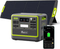 FOSSiBOT groupe électrogène, 200 W, 2048 Wh, 230 V, 2400 W, 4800 W, Noir/Bleu, Générateur solaire F2400 avec panneau solaire