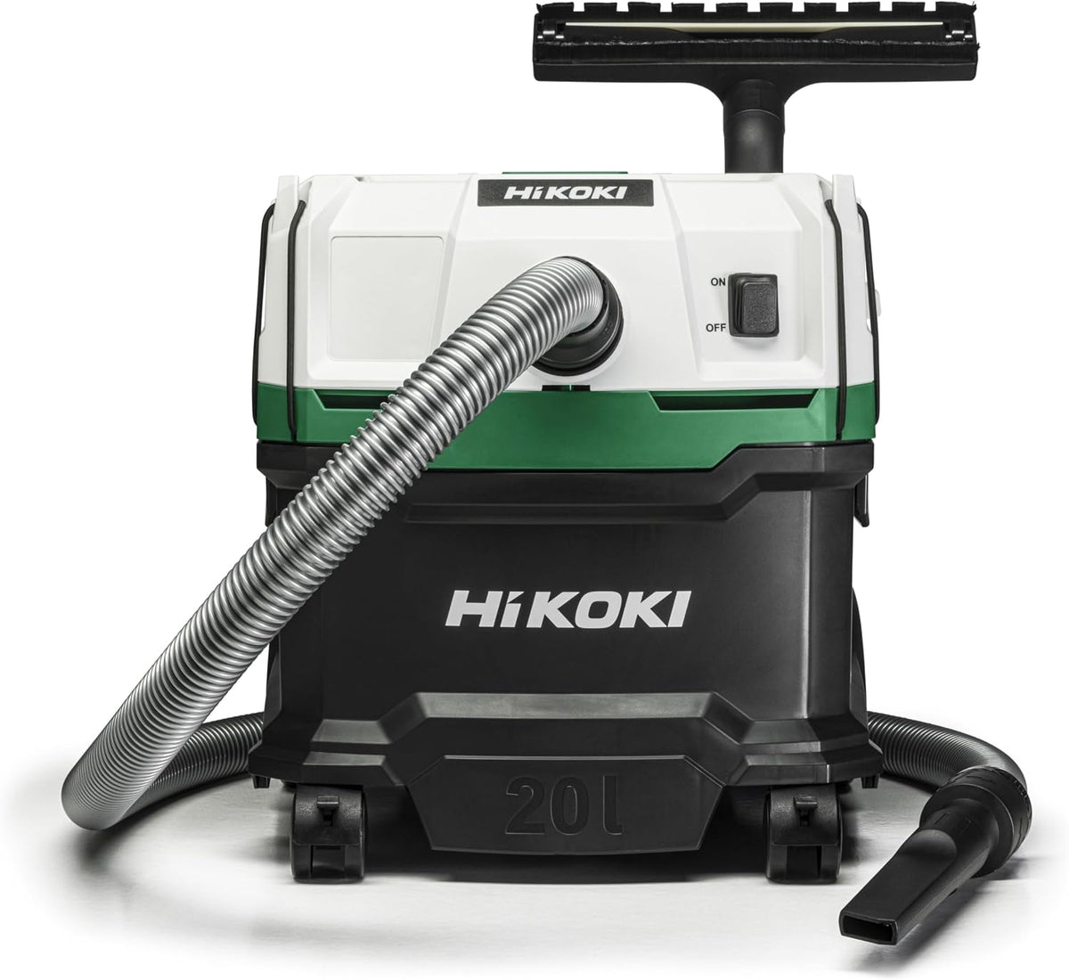 HIKOKI aspirateur eau et poussière, 1200 W, 20 L, Noir/Blanc, classe L, compact et léger, nettoyage manuel du filtre