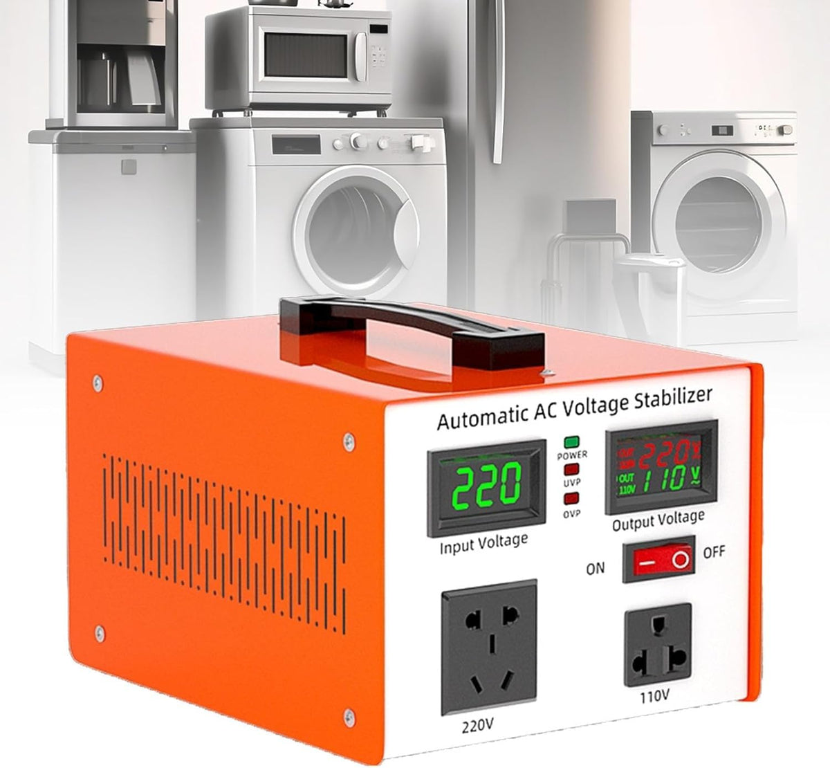 coyrugky Transformateurs, 220v, 110v, 5000w, Gris/Orange, Convertisseur Step Up/Down /, Régulateur De Tension Automatique Stabilisateur