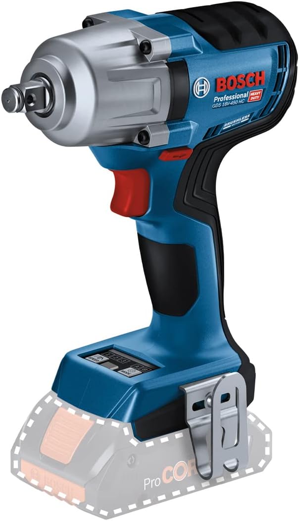 Bosch Professional visseuse à choc, 18 V, Bleu/Gris, System s sans-fil GDS -450 HC (couple de serrage 450 Nm