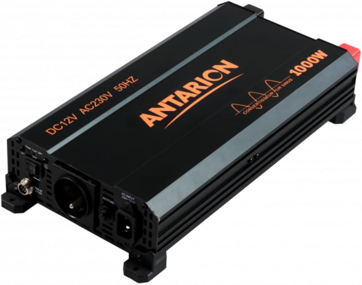 Antarion convertisseur de tension, 1000 W, 12 V, 230 V, Noir/Bleu, Pur Sinus / Camping-Car