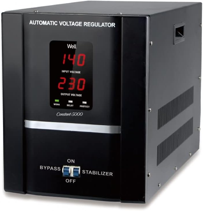 HDME accessoires et pièces, 5000 W, Noir/Gris, Régulateur Secteur de Tension - STABILISATEUR Tension, AVR Automatique