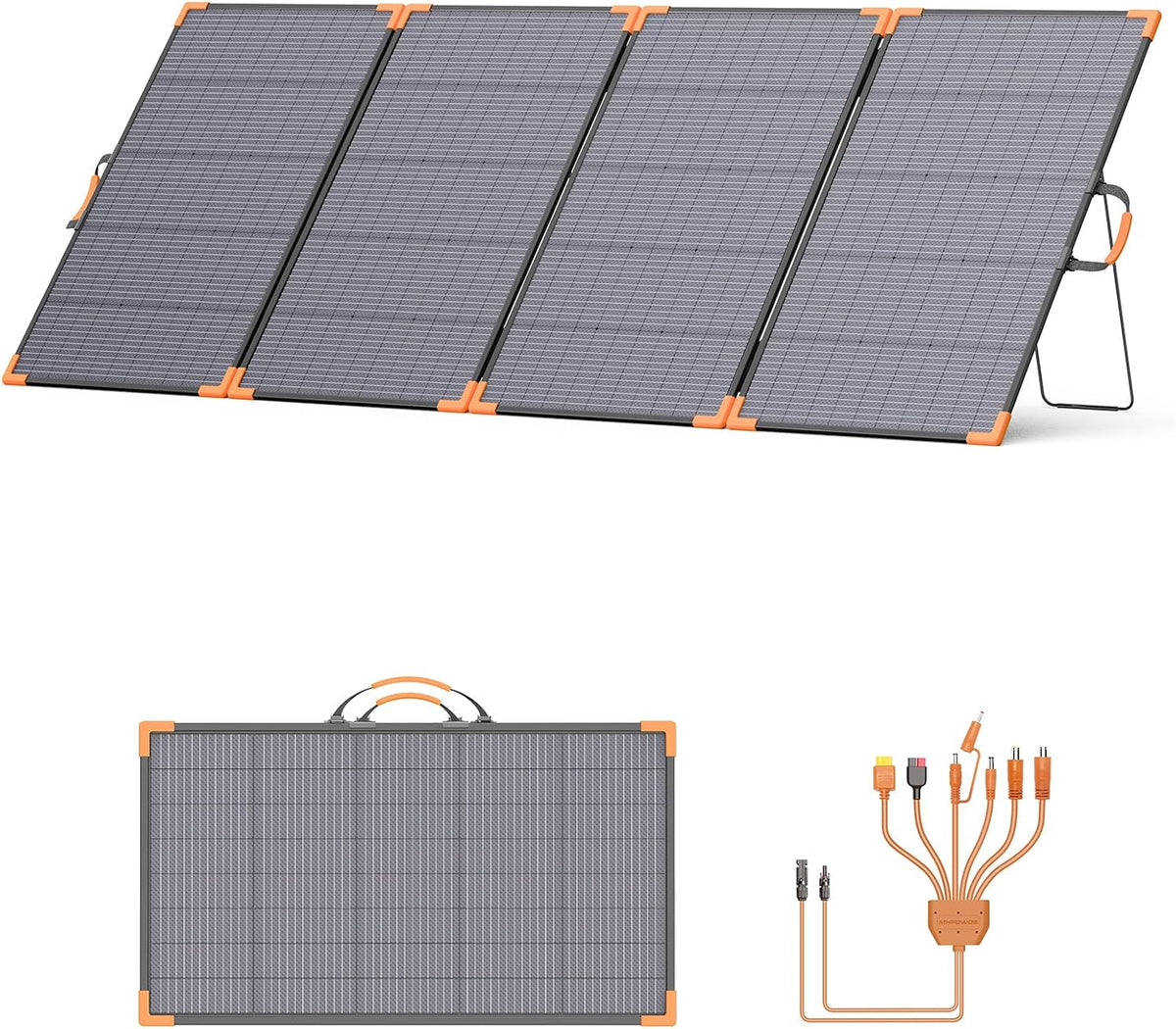 MHPOWOS panneau solaire, 400 W, 33 V, Gris/Blanc, portable biface, chargeur solaire pliable léger pour centrales électriques