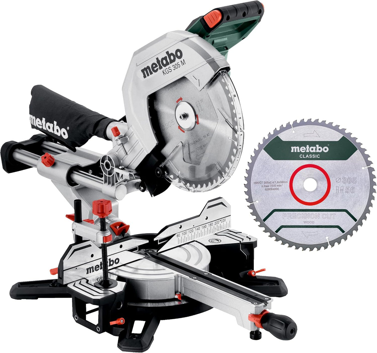 metabo Scies d'encadreur, 305 M, 2000 W, 305 mm, Gris/Blanc, Scie à Onglets Radiale