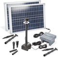 Esotec batterie, 50 Wp, 50 W, Bleu/Gris, Kit de pompe de bassin solaire 50 1400 LED, pompe d'arrosage 1400/h