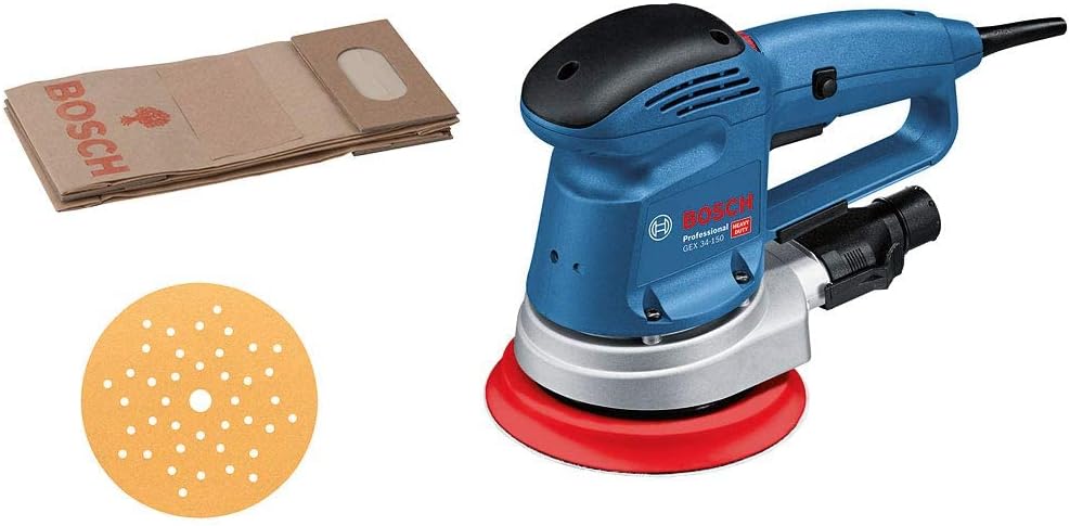 Bosch Professional Ponceuses excentrique, 150 mm, Bleu/Orange, ponceuse excentrique GEX 34-150 (avec ⌀ de plateau de ponçage