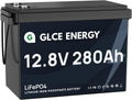 GLCE ENERGY tondeuse à gazon, 12 V, 280 Ah, 3584 Wh, Noir/Bleu, Batterie LiFePO4 intégrée 200A BMS, Batterie LiFePO4