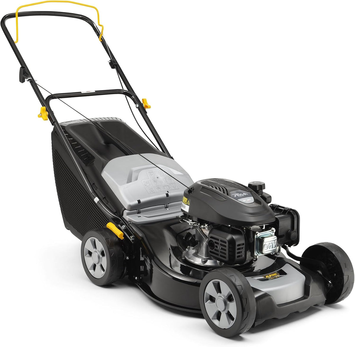 Alpina tondeuse à gazon, 46 cm, 60 L, Noir/Gris, AL4 46 A Tondeuse à Main à Essence - Largeur de Coupe, bac de ramassage