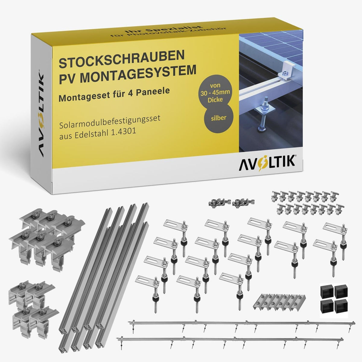 avoltik Dispositifs montés sur le toit, 200 mm, 1,25 m, Argenté/Jaune