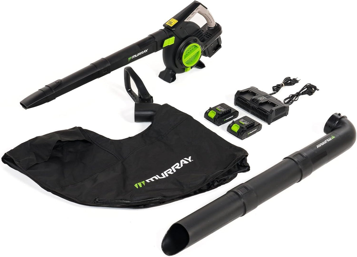 Murray Souffleurs de feuilles, 20 V, 45 L, Noir/Blanc, Souffleur et Aspirateur de Feuilles à Batterie 3-en-1 MU-BAT-VB270-KIT