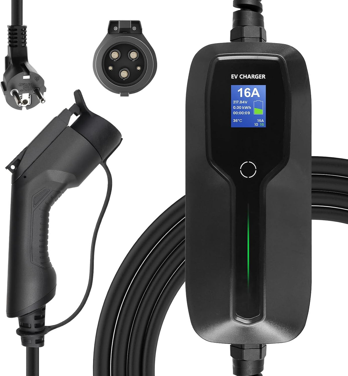 Morec Accessoires de station de charge, 3,6kw, 6 m, Noir/Gris, Type 1 Chargeur ev 2