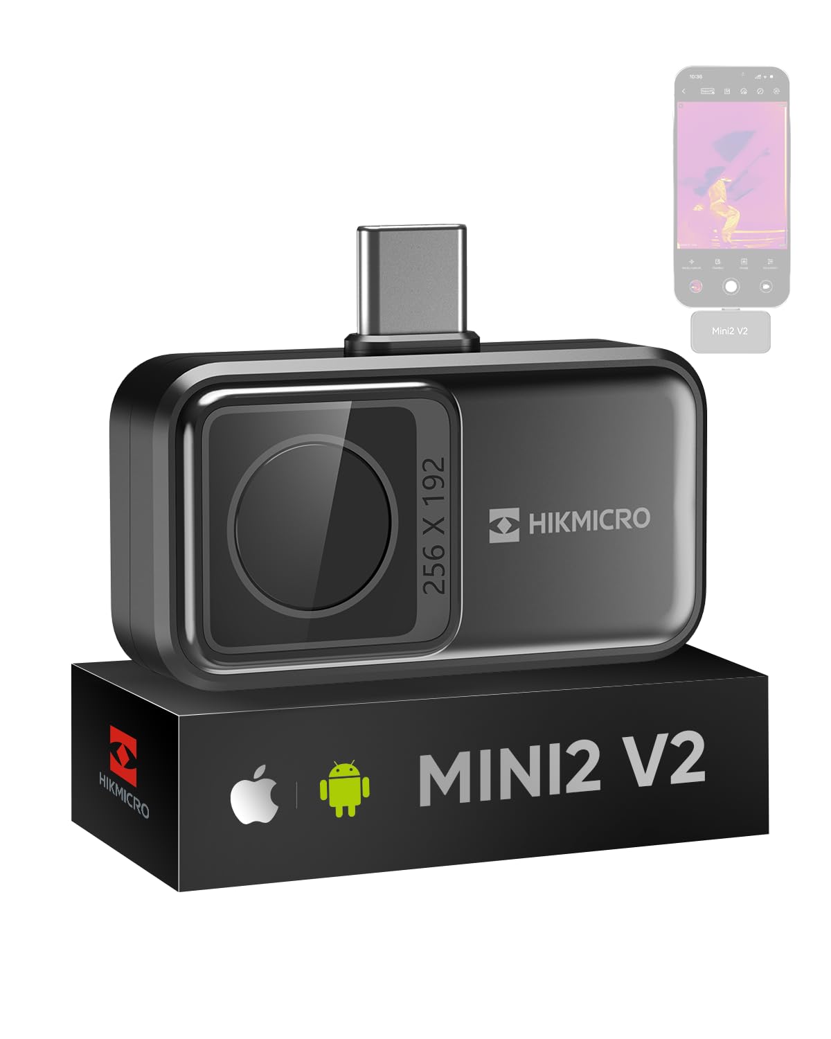 HIKMICRO Imageurs thermiques, 256×192, 512×384, Noir/Gris, Caméra thermique Mini2 V2 pour Android/iOS, résolution IR