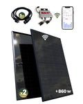 esunra create your energy onduleur, 800 W, 430 W, 5 m, Noir, Kit solaire balcon, Plug and Play, 2 panneaux solaires bifaciaux