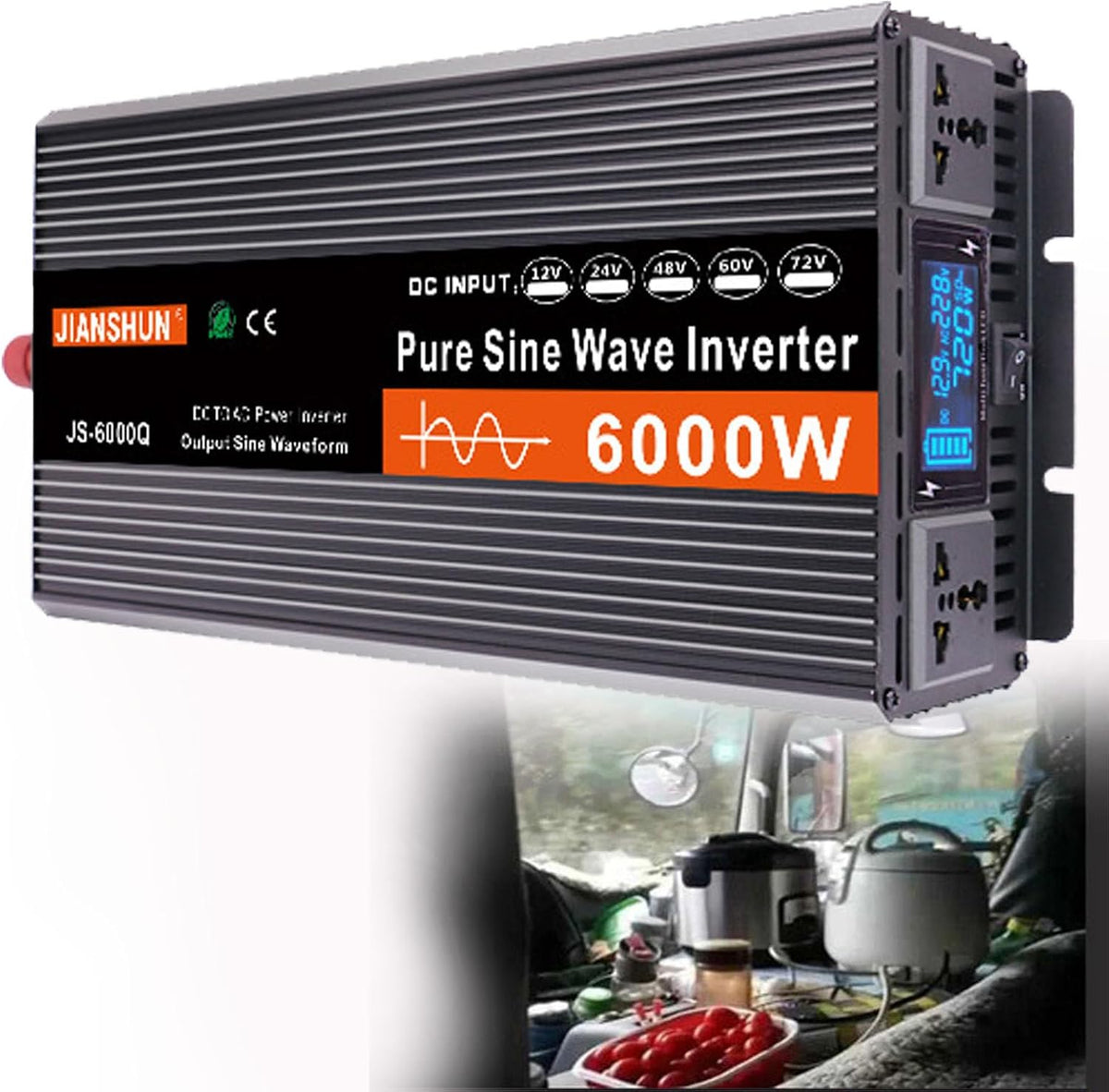 lwjunmm onduleur, 3000 W, 4000 W, 5000 W, 6000 W, 12 V, alliage d'aluminium et cuivre, Gris/Noir, Convertisseur Pur Sinus 24 V 48 V 60 V vers 110