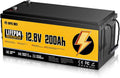 Rvpozwer batterie, 52 × 23,68 × 22,10 cm, 12 V, 200ah, 2560 Wh, Noir/Jaune, BMS 200A Intégré, 18000 Cycles Profonds