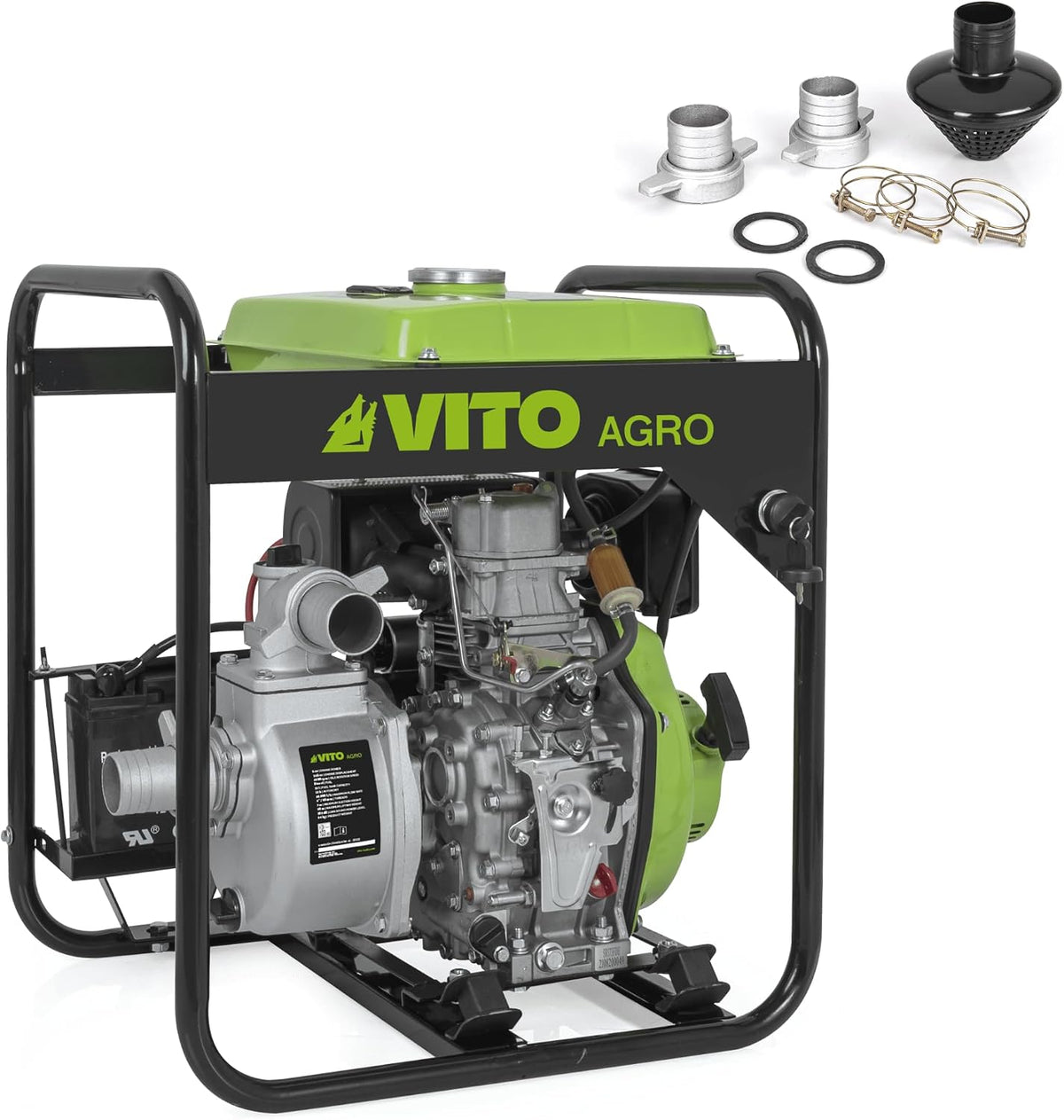 Pompes à eau utilitaires VITO, 246 cm, 13 L, 000 L, Gris/Noir, - Motopompe Diesel 5 CV ³ Autonomie 13h Réservoir Débit 30 /h