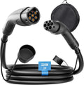 Rosaking Chargeurs de batterie, 22 kW, 5M, Noir/Gris, Cable Recharge Voiture Electrique, Type 2 Câble de Recharge EV avec 3 Phases et IEC62196