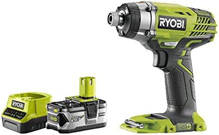 RYOBI visseuse à choc, 18 V, 18 V, 4.0 Ah, 2.0 Ah, Vert/Gris, Pack One+ R18ID3-0 - 1 batterie - 1 chargeur rapide RC18120-140