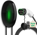 EIDYBOX Stations de charge, 7,4KW, 6M, Noir, Type 2 Wallbox pour Vehicule Electrique, Monophasé 32A Borne de Recharge avec Câble