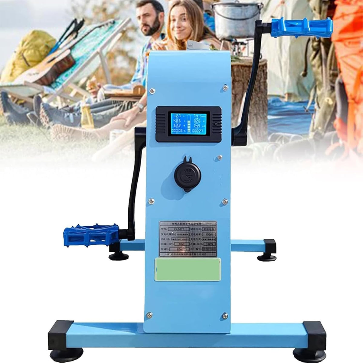 DDZJTPP groupe électrogène, Bleu/Blanc, Générateurs à Pédale avec Stockage D'énergie, Générateurs électriques Portables