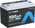 VATRER POWER batterie, 12 V, 100 Ah, Noir/Bleu, LiFePO4 Groupe 24 avec BMS 100A