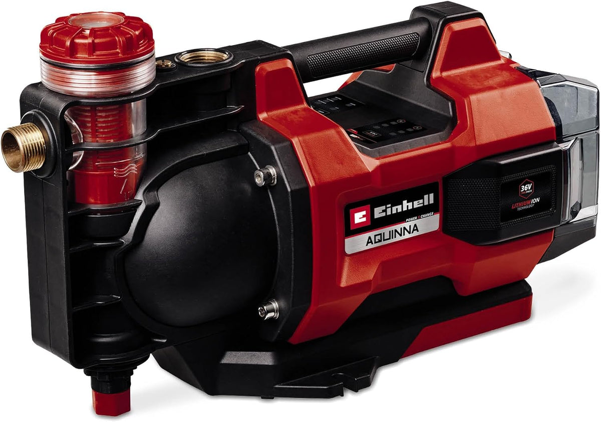Einhell Pompes d'arrosage, Noir/Rouge, Pompe d'arrosage automatique sans fil AQUINNA 36/38 F LED AUTOMATIC