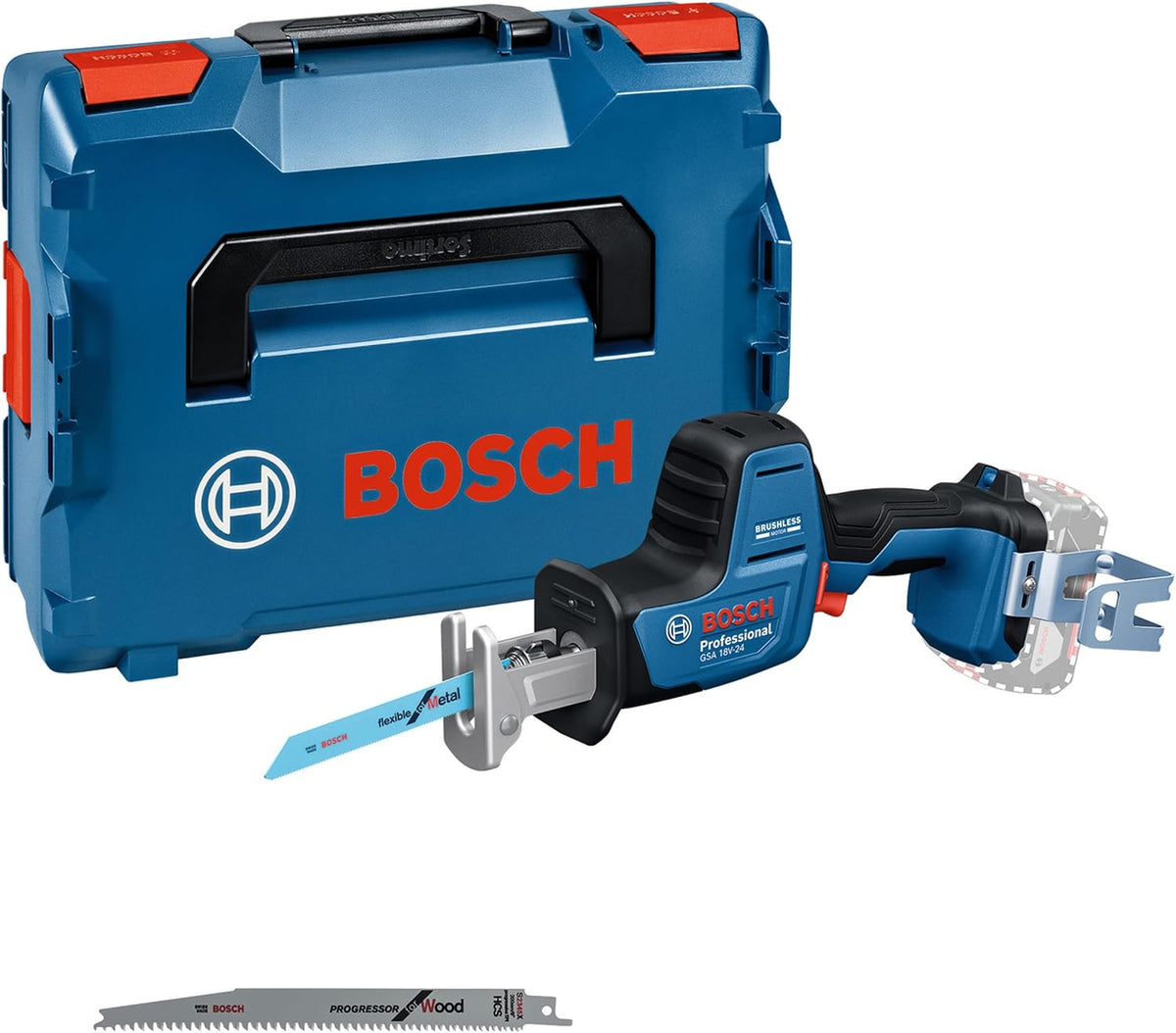Bosch Professional Scies égoïnes, 18 V, Bleu/Blanc, System scie sabre sans-fil GSA -24 (avec S922EF, kit crochet de suspension