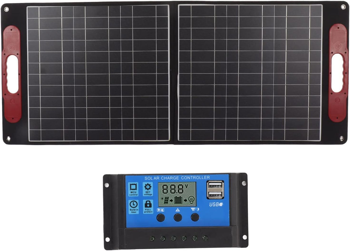 Aramox panneau solaire, 80 W, 18 V, Silicium monocristallin, Noir/Gris, Kit de Pliable, Pliable Monocristallin avec Contrôleur 40 A