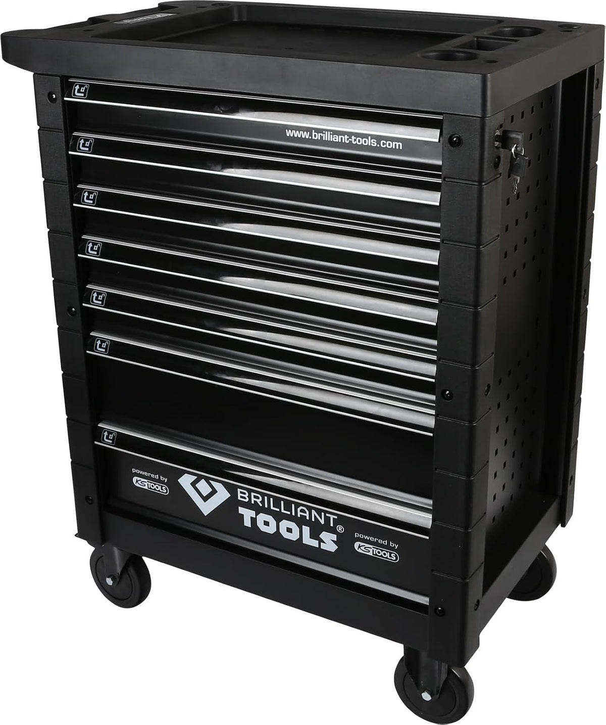 armoire BRILLIANT TOOLS, Noir/Gris, BT152900 Chariot d'atelier avec 7 tiroirs, vide [Powered by KS TOOLS]