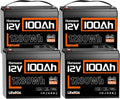 HumsiENK batterie, 12 V, 100 Ah, 1280 Wh, Bleu, Lot de 4 s Lithium LiFePO4, BMS Intelligent 100A, 15000 Cycles