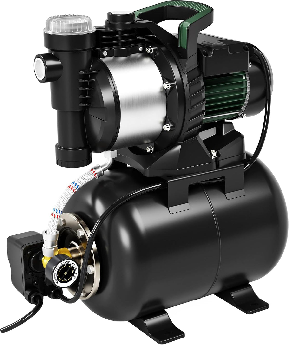 LANCHEZ Pompes d'arrosage, 5000 L, 1300 W, 50 m, 19 L, Noir/Gris, Groupe Hydrophore /H, Hauteur de Refoulement