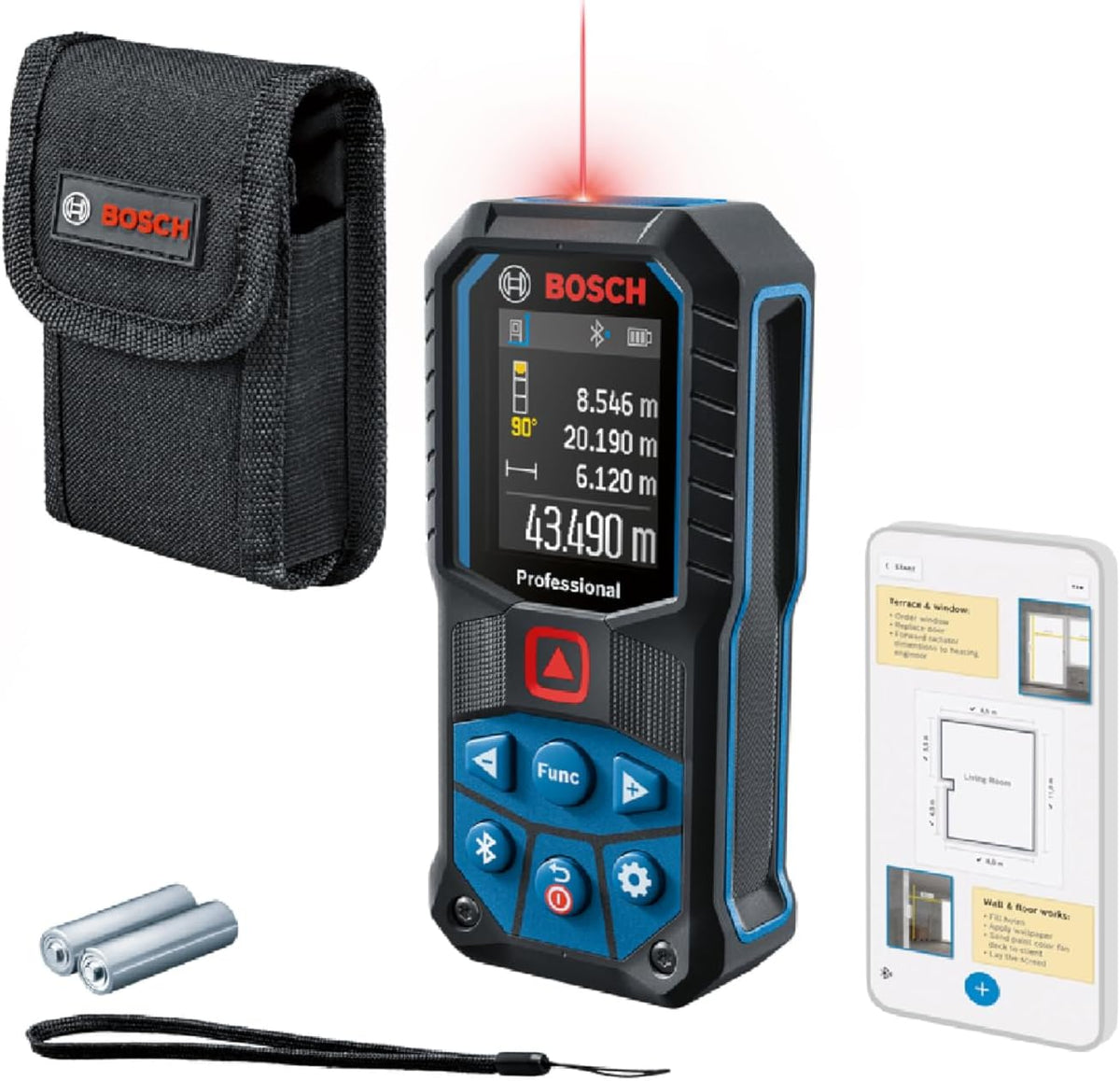 Bosch Professional Télémètres laser, 50 m, Noir/Bleu, Télémètre Laser GLM 50-27 C (portée : Jusqu'à, Transfert de données Bluetooth