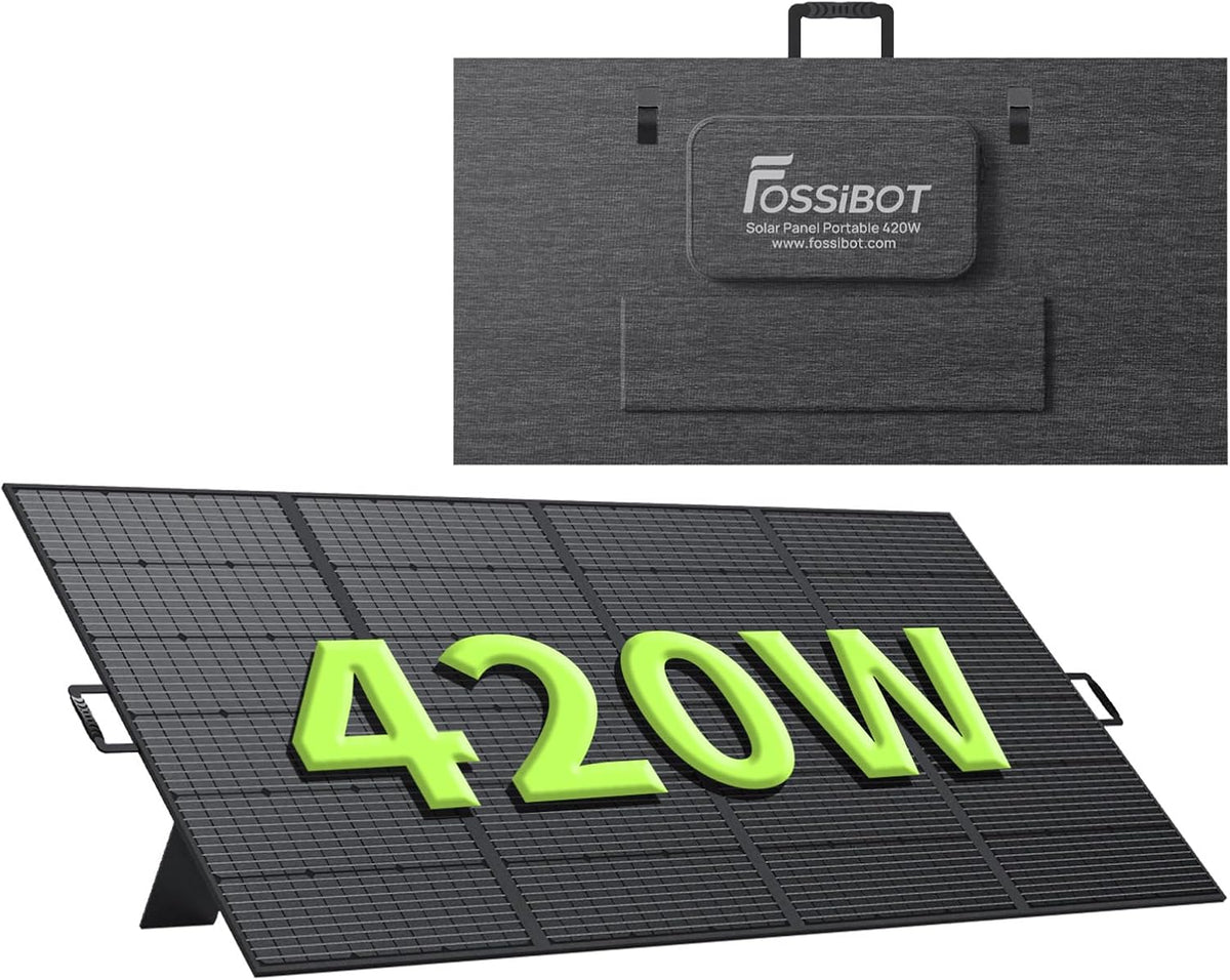 FOSSiBOT panneau solaire, 420 W, Noir/Gris, panneaux solaires pliables, module solaire photovoltaïque pour F2400 F3600