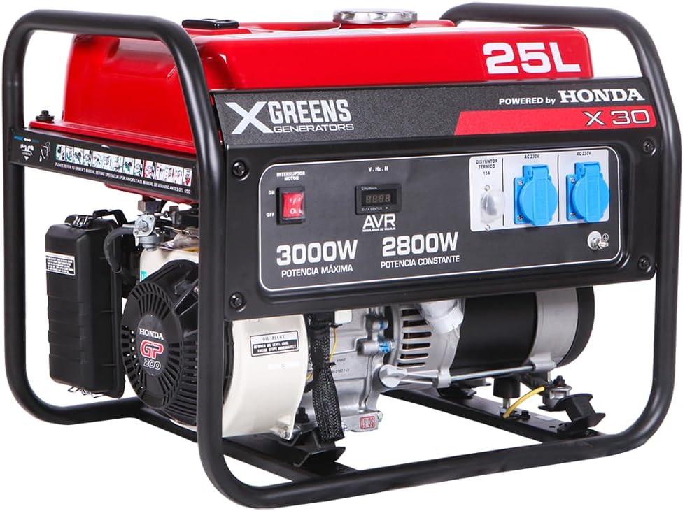 XGREENS groupe électrogène, 000 W, 25 l, 230 V, Noir/Gris, Générateur de courant (essence) X30 (max. 3, réservoir