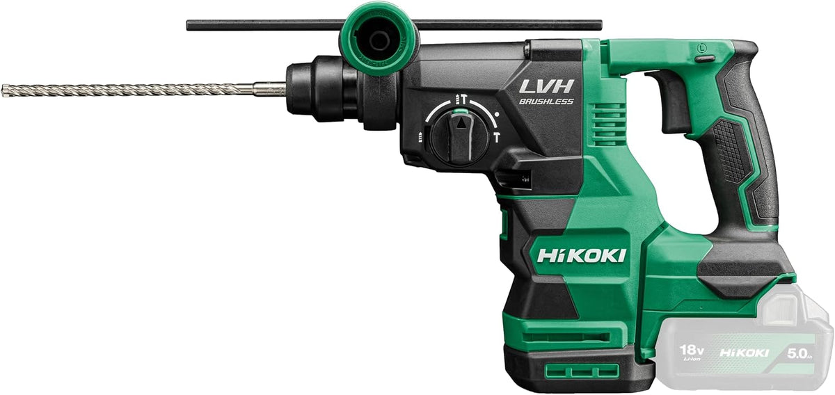 HIKOKI Marteau perforateur, 18 V, Vert/Gris, Akku Bohr- und Meißelhammer DH1826DA, Aufnahme: SDS-plus (, Leerlaufdrehzahl 0-4300 min-1